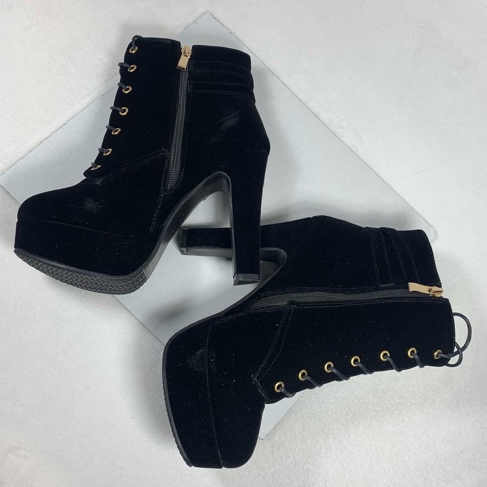 NEW ForeMode Women’s Round Toe Lace up Ankle Buckle Heel Platform Boot Size 8.5 - Picture 8 of 10